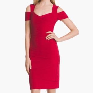 WHBM Instantly Slimming Red Cold Shoulder Dress 12